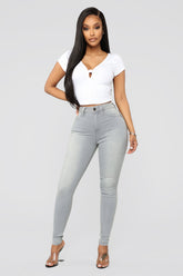Serving Curves High Rise Skinny Jeans - Grey Ins Street